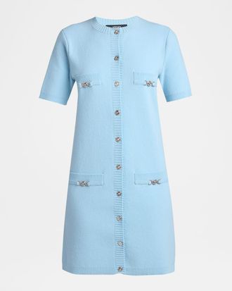 Versace Wool-Cashmere Buttoned Mini Dress