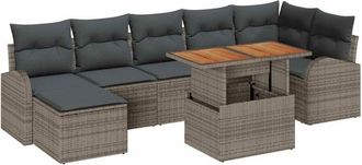 vidaXL Garden Sofa Set with Storage 8 pcs Grey Poly rattan vidaXL
