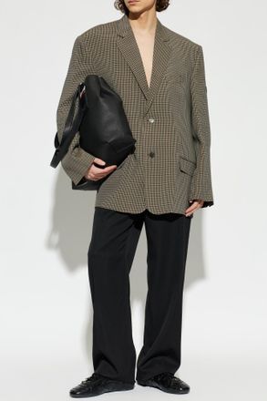 Balenciaga Checked Pattern Blazer, Womens, Brown