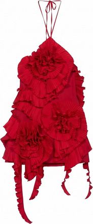 Blumarine Taffeta Dress With 3D Roses