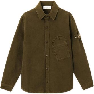 Stone Island Jassen, Heren, Groen, M, Katoen, Patch Borstzak Jas