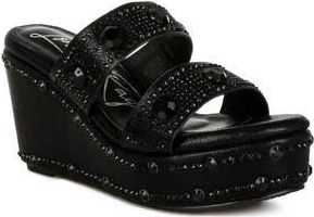 London Rag Iki Diki Wedge Sandal in Black at Nordstrom Rack, Size 10