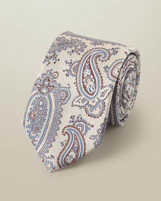 CHARLES TYRWHITT Silk Paisley Tie - Cream Size OSFA by Charles Tyrwhitt