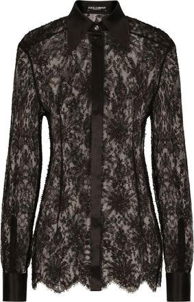 Dolce & Gabbana Black Floral Lace Shirt