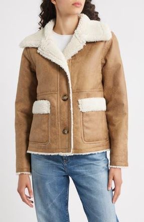 Bernardo Faux Shearling Coat in Brown Cream at Nordstrom Rack, Size X-Large