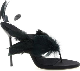 PARIS TEXAS Lidia Feather Thong Sandali Nero-Donna
