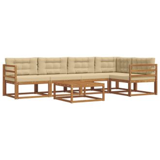 vidaXL Conjunto De Sof&aacute;s De Exterior Con Coj&iacute;n 6 Pcs Natural Y Beige Vidaxl