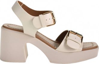 Chinese Laundry Womens Buckle Block Heel Sandal In White