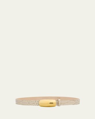 L'agence Marlowe Croc-Embossed Leather Belt
