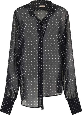 The Mannei Polka-dot Asymmetrische Blouse - Dames - Overhemden - Zwart - L - Leer - Overhemden