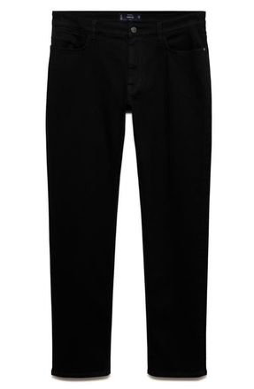 Mango Patrick Slim Fit Ultra Soft Touch Jeans in Black Denim at Nordstrom, Size 34