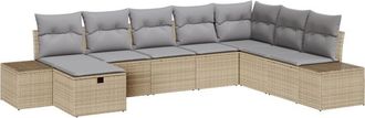 vidaXL Garden Sofa Set with Cushion 8 pcs Beige Poly Rattan vidaXL