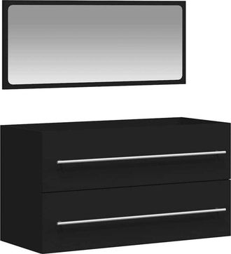 vidaXL Bathroom Cabinet with Mirror Black Engineered Wood Vidaxl