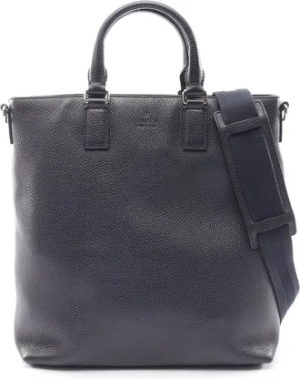 Gucci Navy Leather Handbag Tote Bag (Pre-Owned)