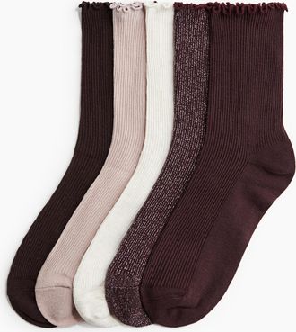 H&M 5er-Pack Gerippte Socken - Pink