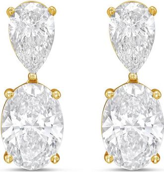 Diana M. Jewels 14K Yellow Gold 15.00 Cts of Lab grown pear and oval shape diamond drop earrings