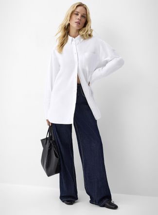 Icone Womens Patch pocket oversized Oxford shirt