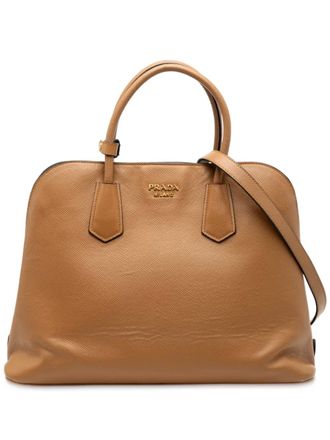 Prada 2013-2025 Saffiano Cuir Dome Bag satchel - Brown