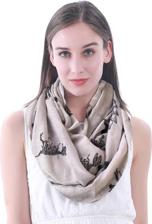 Lina & Lily Dinosaur Print Womens Infinity Scarf Snood Lightweight (Beige)