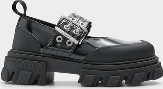 Ganni Womens Eyelet strap notched Mary Janes