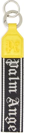 Palm Angels logo-strap keychain - men - Polyamide/Polyester/Bovine Leather (top grain) - One Size - Black