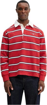 Sporty & Rich Gestreepte Top met Lange Mouwen - Heren - Polos - Rood - L - Katoen - Tops