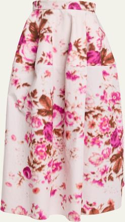 Erdem Floral-Print Cotton Midi Skirt
