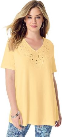 Roaman's Eyelet Swing Tee in Banana at Nordstrom, Size 20