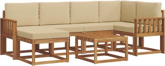 vidaXL Conjunto De Sof&aacute;s De Exterior 7 Uds. Natural Y Beige Vidaxl