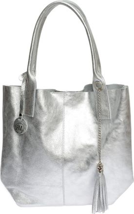 Roberta M Zilveren Leren Tas