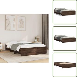 vidaXL Letto con vani - vidaXL Giroletto Rovere Marrone 135x190 cm in Legno Multistrato - Letto in legno multistrato