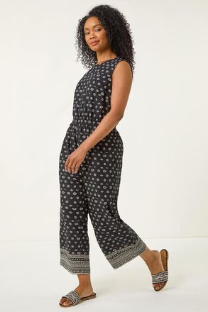 Roman Aztec Print Cropped Jumpsuit