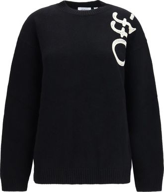 Off-white Womens Crewneck Sweater Vertical Bookish Black-Ivory Merino Wool (ovis Aries) Black/ivory