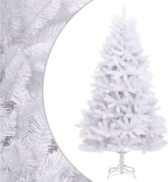 vidaXL Rbol de Navidad artificial con bisagras y soporte blanco 180cm Vidaxl