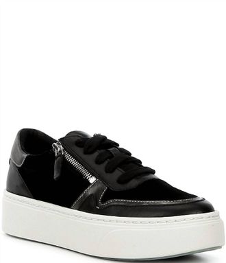 Aetrex Womens Leigh Suede Side Zip Platform Sneakers In Black