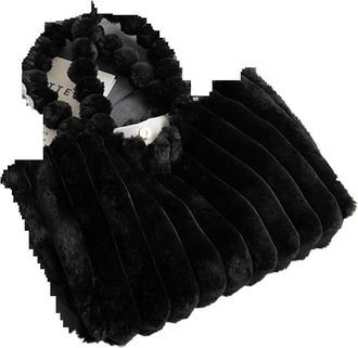 Generic Plush bag Plush Bag Shoulder For Womens Soft Crossbody Purse Velvety Tote With Chain Strap Winter Accessory(Black)
