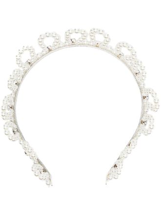 Simone Rocha Hoofdband met imitatieparels - Wit