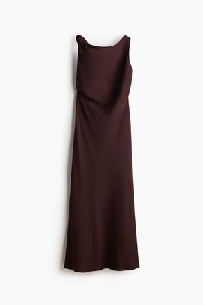H&M Sleeveless Linen-blend Dress in Dark Brown at Nordstrom, Size Medium