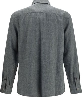 Brunello Cucinelli Mens Shirt Virgin Wool Forest Green Fleece (ovis Aries)