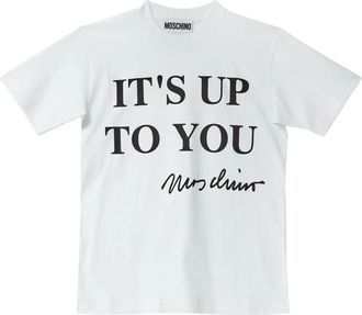Moschino Empowerment Wit Katoenen T-Shirt met Korte Mouwen - Dames - T-shirts - Wit - S - Katoen - Tops