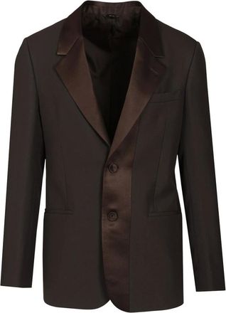 Fendi Single-breasted Wool Cr&ecirc;pe Blazer - male - Fendi - Blazers - Brown - L - Jackets