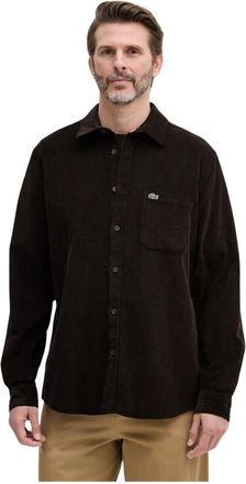 Lacoste Overhemden, Heren, Bruin, M, Katoen, Regular Fit Velour Shirt