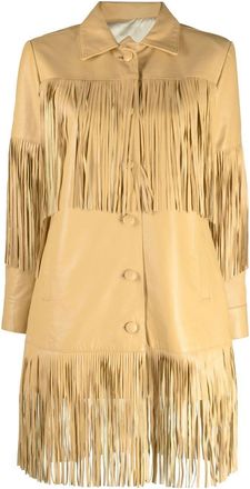 DanCassab Reina fringed leather jacket - women - Lamb Skin/Polyester - L - Yellow
