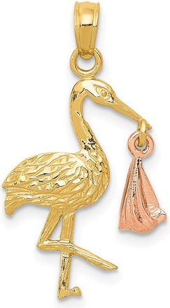 Diamond2Deal 14k Two-tone Gold Stork Pendant
