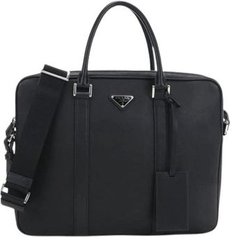 Prada Pre-owned Briefcase - Heren - Vintage Handtas - Zwart - ONE Size - Leer - Vintage