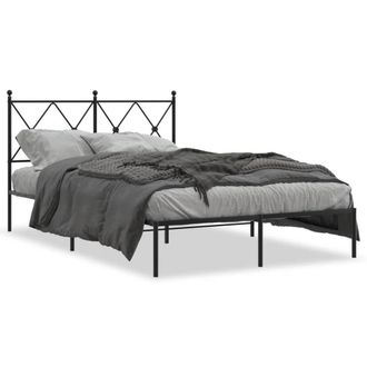 Berkfield Home Metal Bed Frame without Mattress with Headboard Black 120x190cm | Size: 120x190 cm