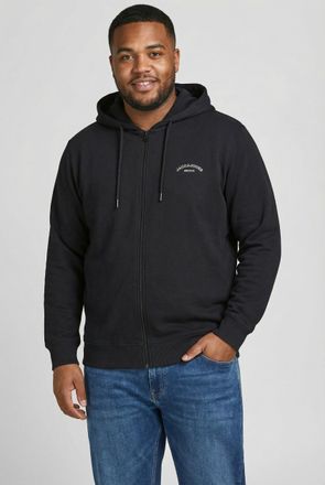 Jack & Jones Plus Size Kapuzensweatjacke JJCOLLEGE LOGO SWEAT ZIP HOOD PLS, Herren, Gr. 4XL, schwarz, Sweatware, Obermaterial: 80% Baumwolle, 20% Polyester, JACK & JONES PLU
