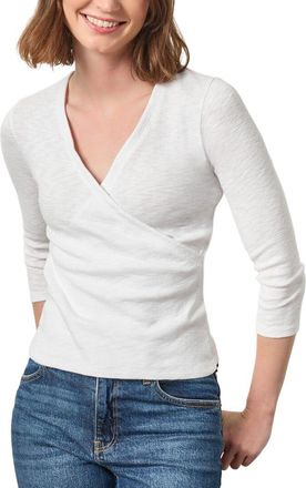 Lilla P Ribbed Slub 3/4 Sleeve Surplice