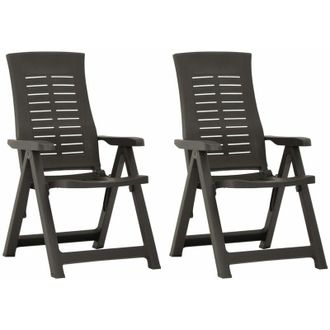 vidaXL Garden Reclining Chairs 2 pcs Plastic Anthracite vidaXL
