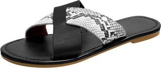 Generic Flat Sandals For Women Cross Strap Sandals Snakeskin Strap Sandal Lightweight Beach Sandal Casual Vacation Shoes Summer Open Toe Shoe Stylish Leather 